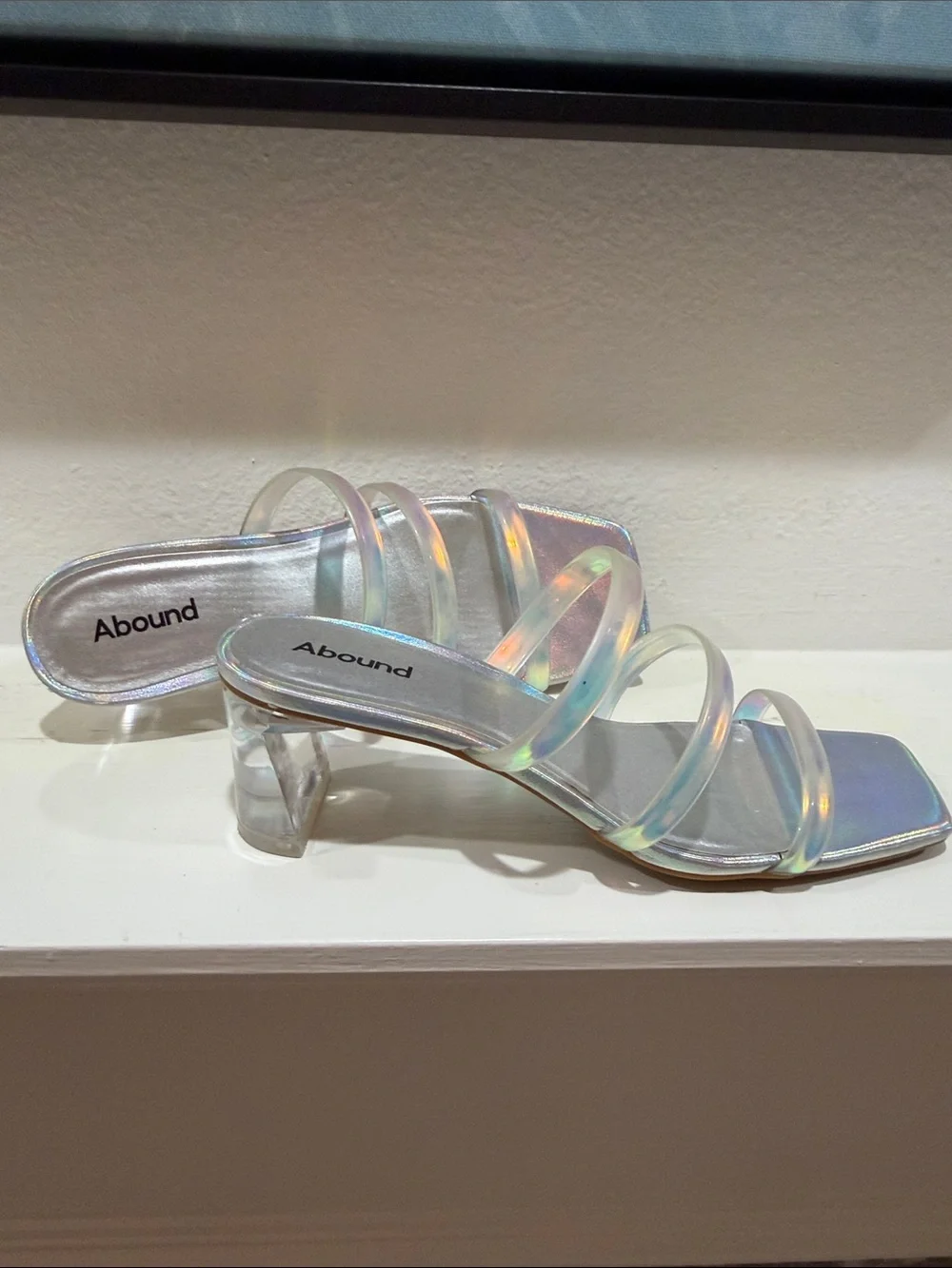 Abound Iridescent Clear Strappy Block Heel Sandals - Multi-Color Sheen
